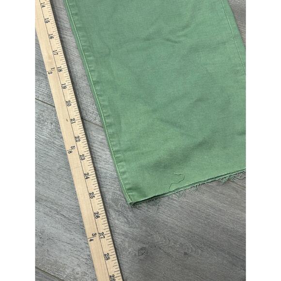 NWOT Eunina Womens Green Denim Super High Rise wide Leg Crop Jeans Size 27 - Picture 10 of 12